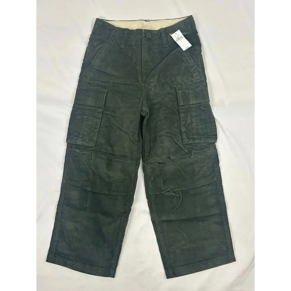 Gap Kids Corduroy Cargo Pants Green Size 6 Baggy Wide Leg Utility